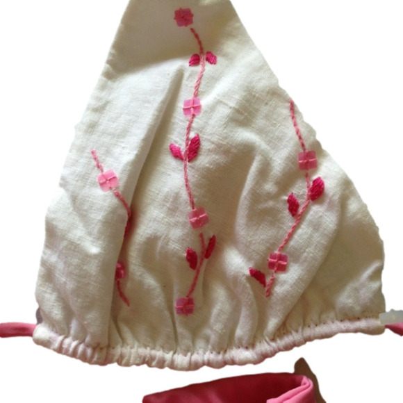 HANDMADE Italian swimwear sz small Barbie pink and white - Picture 2 of 3